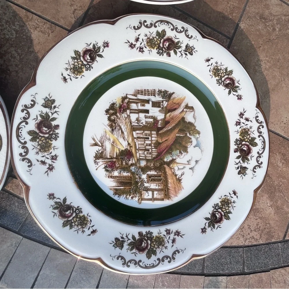 Vintage WOOD & SONS “ASCOT Village”, Set Of 4 wall Plates England